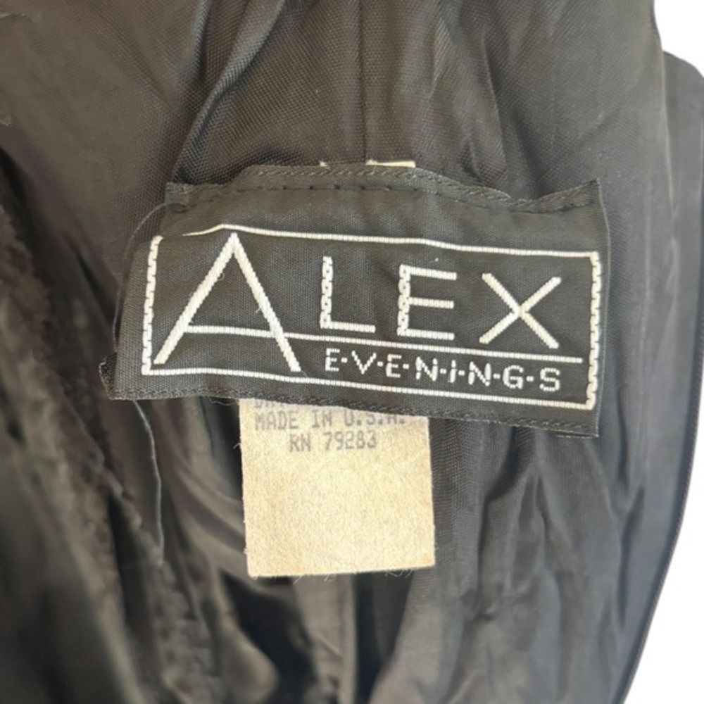 Vintage Womens Alex Evenings Black Velvet Strappy Mini Dress Sz S Whimsigoth - Picture 8 of 9